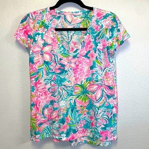 Lilly Pulitzer Pink and Blue Graphic T-Shirt